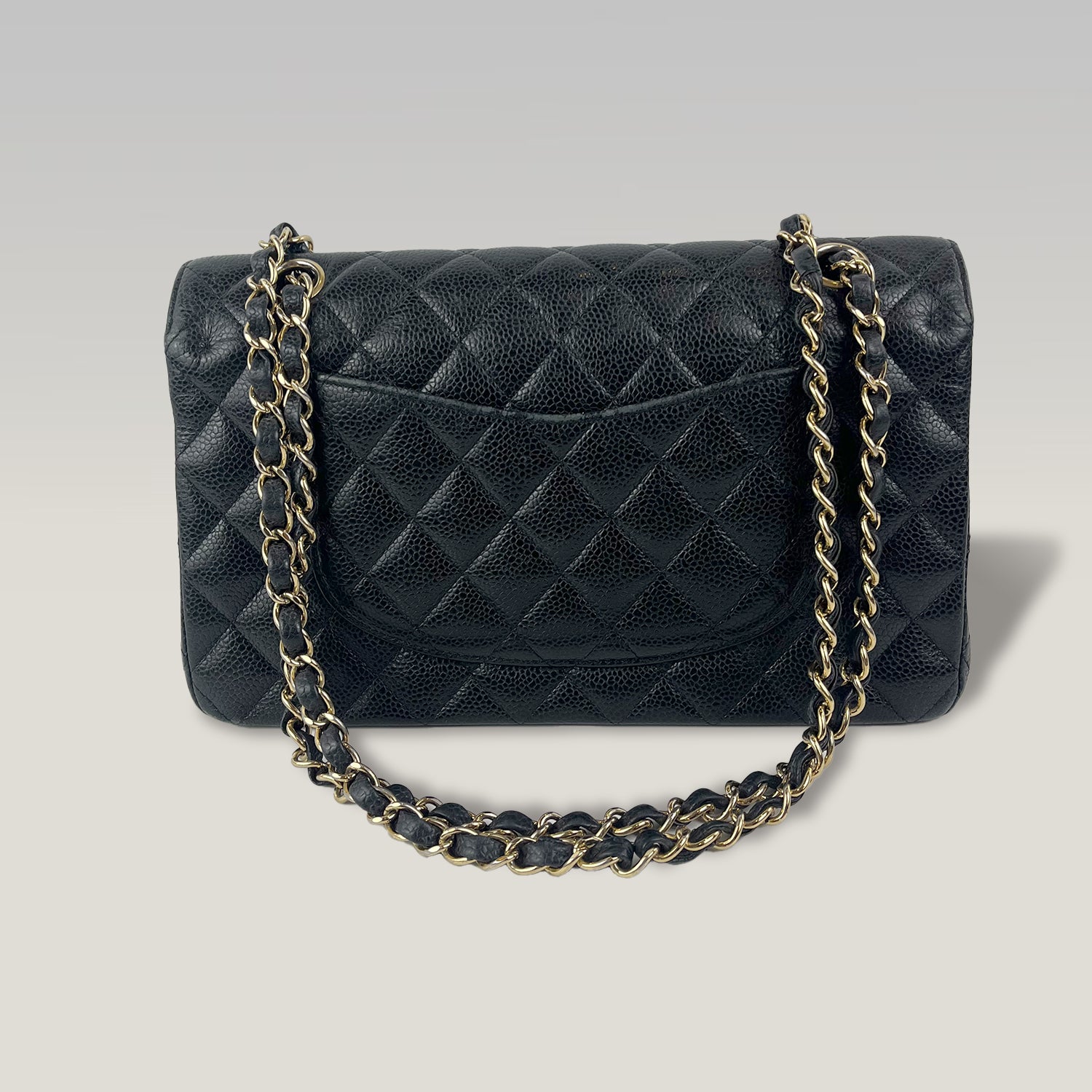 Chanel Classic Medium Double Flap Bag Black Caviar Leather & Gold Hardware
