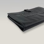 Bottega Veneta Portafoglio Continental in Pelle Nera Intrecciata | Portafoglio Uomo con Motivo Intrecciato