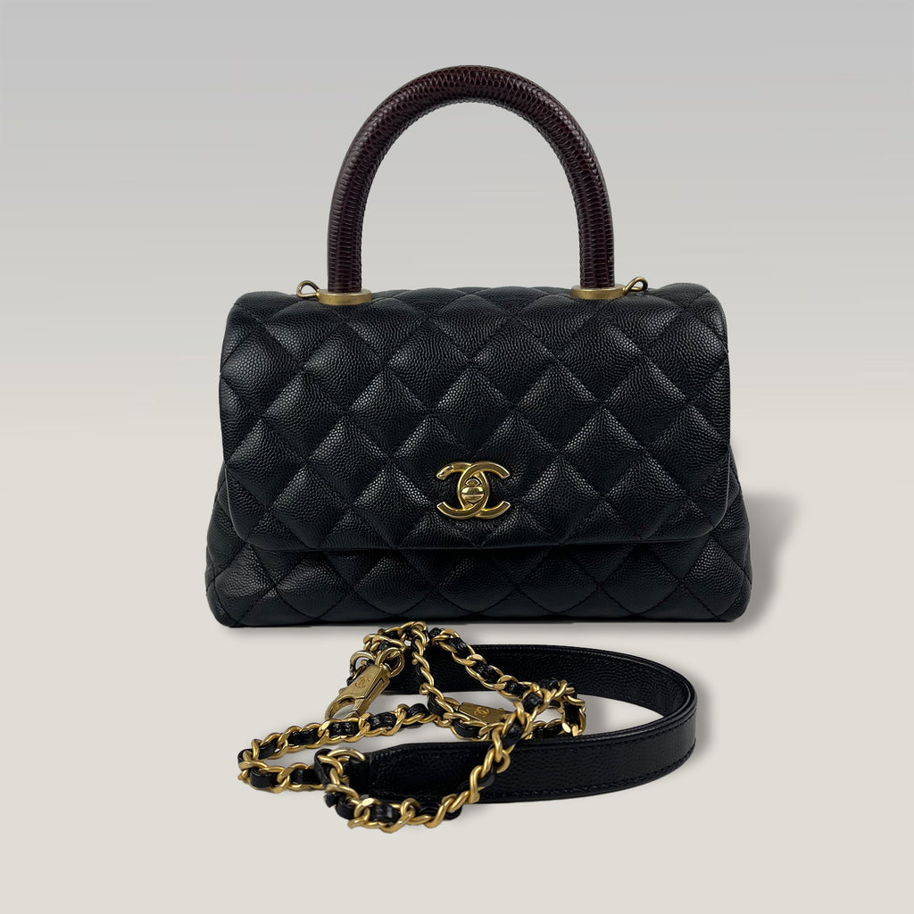 Chanel Coco Handle Small in Pelle Caviar Nera – Borsa Top Handle con Tracolla 24 cm