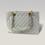 Chanel GST Medium Timeless Shopping Tote Bag in White Caviar Leather with Gold Hardware