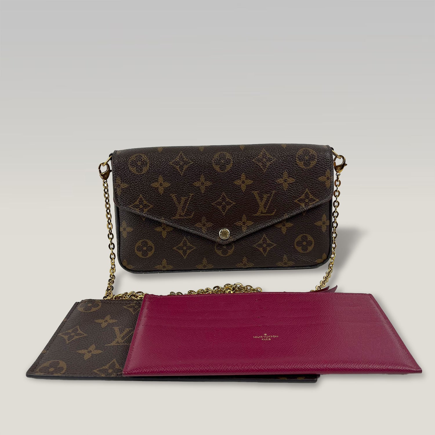 Louis Vuitton Félicie Pochette Monogram Canvas con Catena Dorata | Borsa a Tracolla Donna