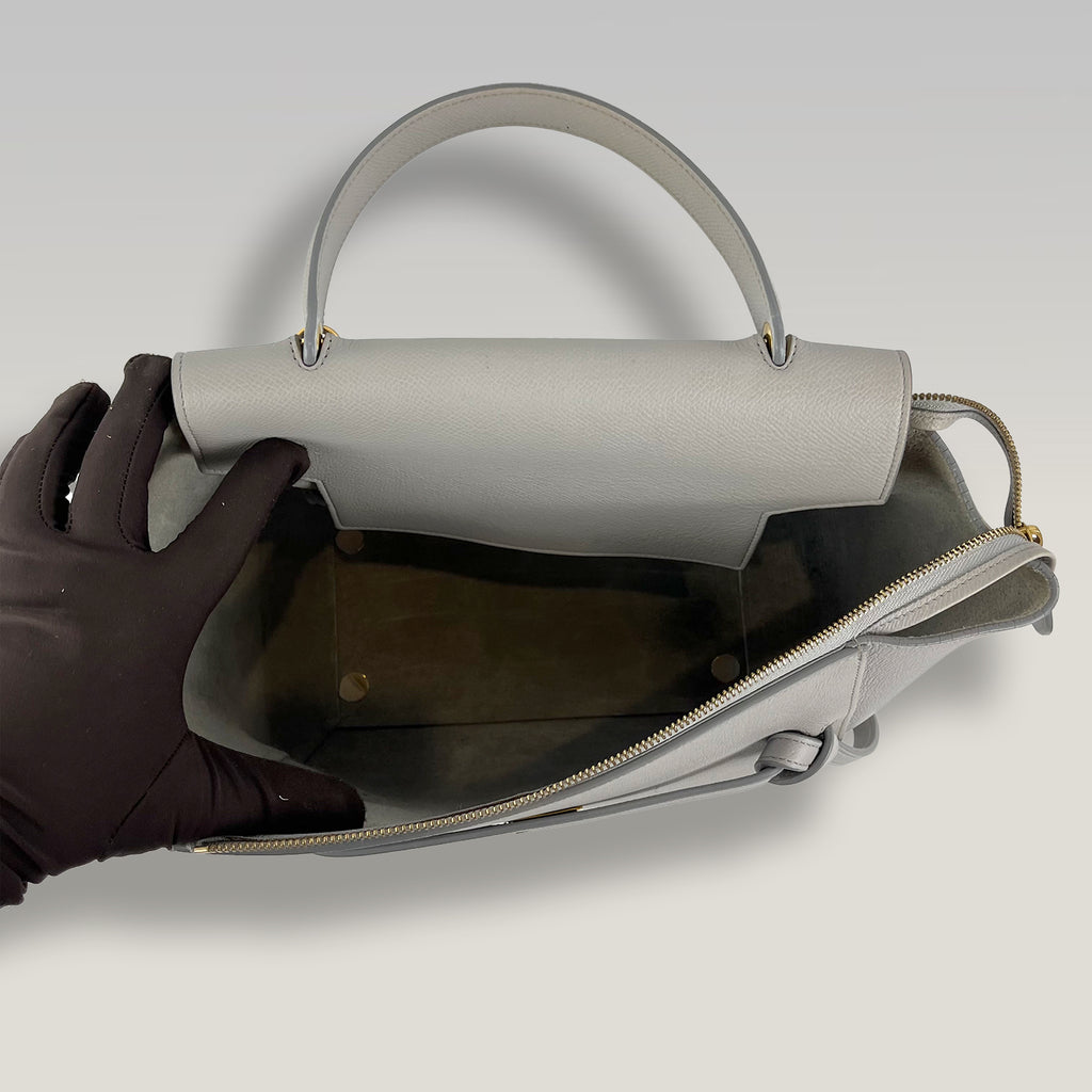 Celine Belt Bag 28 Medium in Grey Grained Calfskin Leather with Gold Hardware