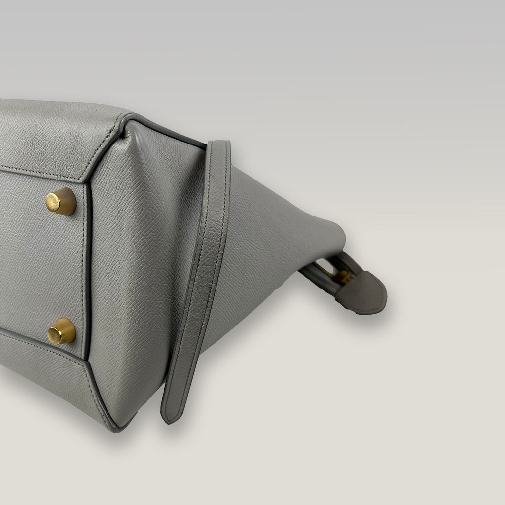 Celine Belt Bag 28 Medium in Grey Grained Calfskin Leather with Gold Hardware