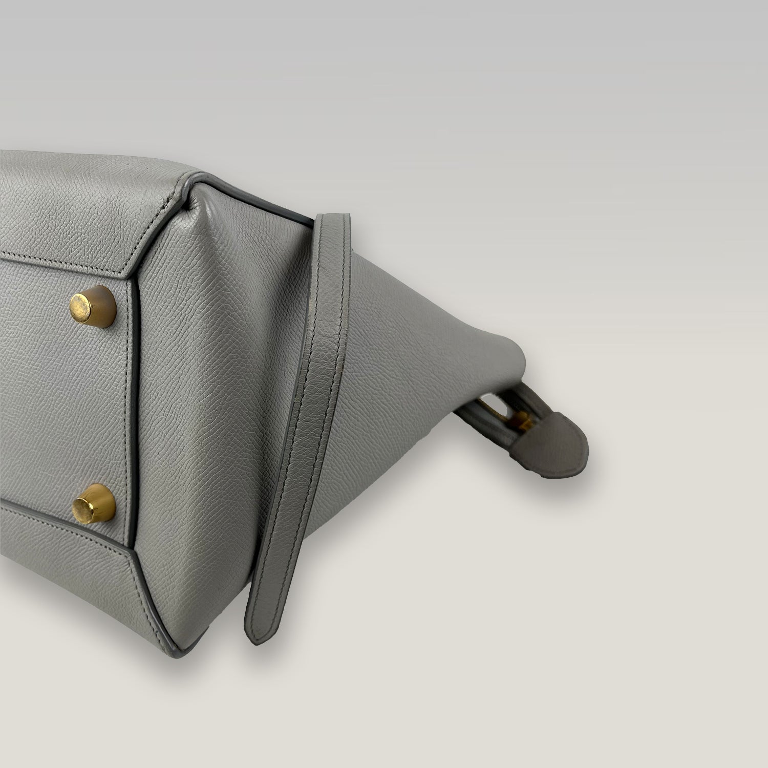 Celine Belt Bag 28 Medium in Grey Grained Calfskin Leather with Gold Hardware
