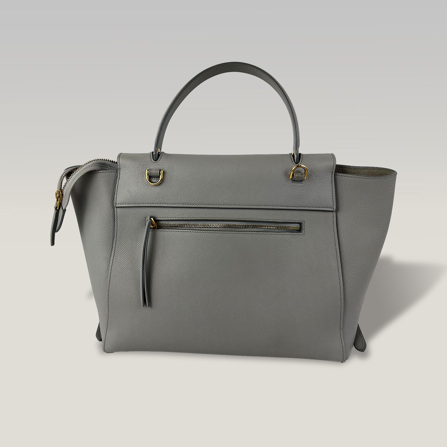 Celine Belt Bag 28 Medium in Grey Grained Calfskin Leather with Gold Hardware
