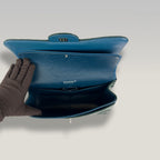Chanel Jumbo Classic Double Flap Borsa in Pelle Verniciata Blu Petrolio con Hardware Argento