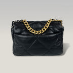 Chanel 19 Small Borsa Donna in Pelle Nera Matelassé con Catena e Hardware Misto