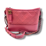 Chanel Aged Calfskin Quilted Medium Gabrielle Logo Hobo Rose