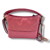 Chanel Aged Calfskin Quilted Medium Gabrielle Logo Hobo Rose
