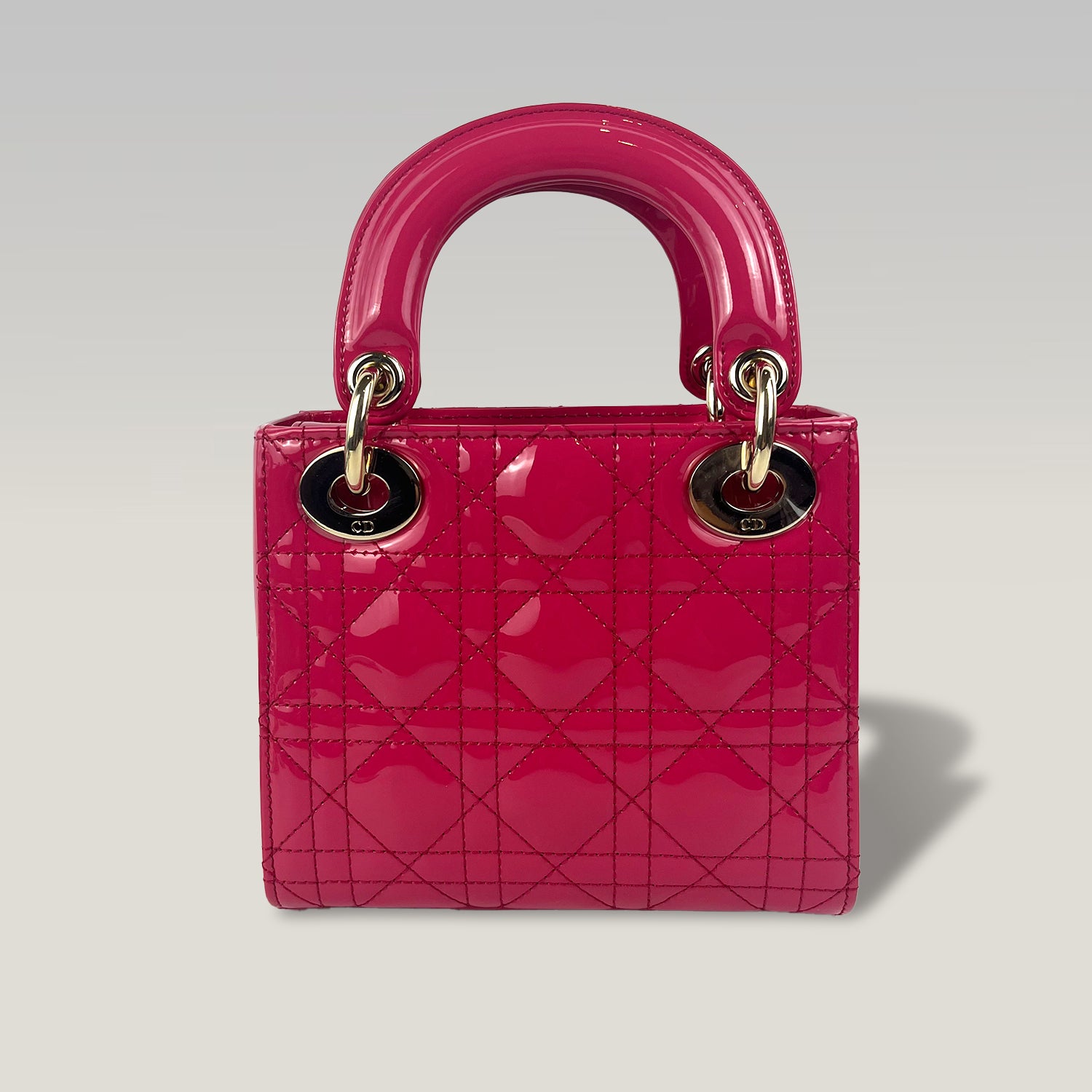 Dior Lady Dior Mini in Vernice Rosa Fucsia – Borsa Top Handle con Tracolla Donna 17 cm