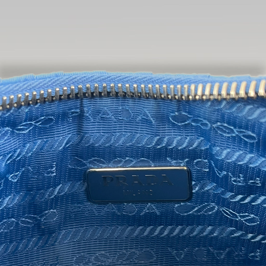 Prada Hobo Bag Blu in Nylon Arricciato
