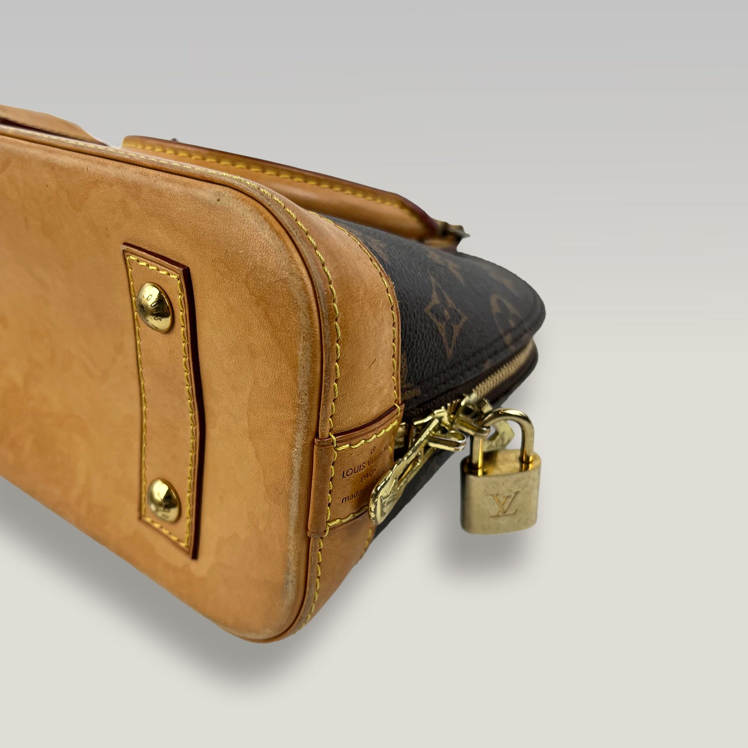 Louis Vuitton Alma BB Monogram Canvas Top Handle Bag with Removable Shoulder Strap