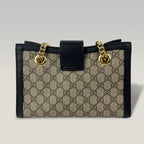 Gucci Padlock Small GG Supreme Canvas Shoulder Bag with Black Leather and Gold Hardware