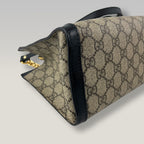 Gucci Padlock Small GG Supreme Canvas Shoulder Bag with Black Leather and Gold Hardware