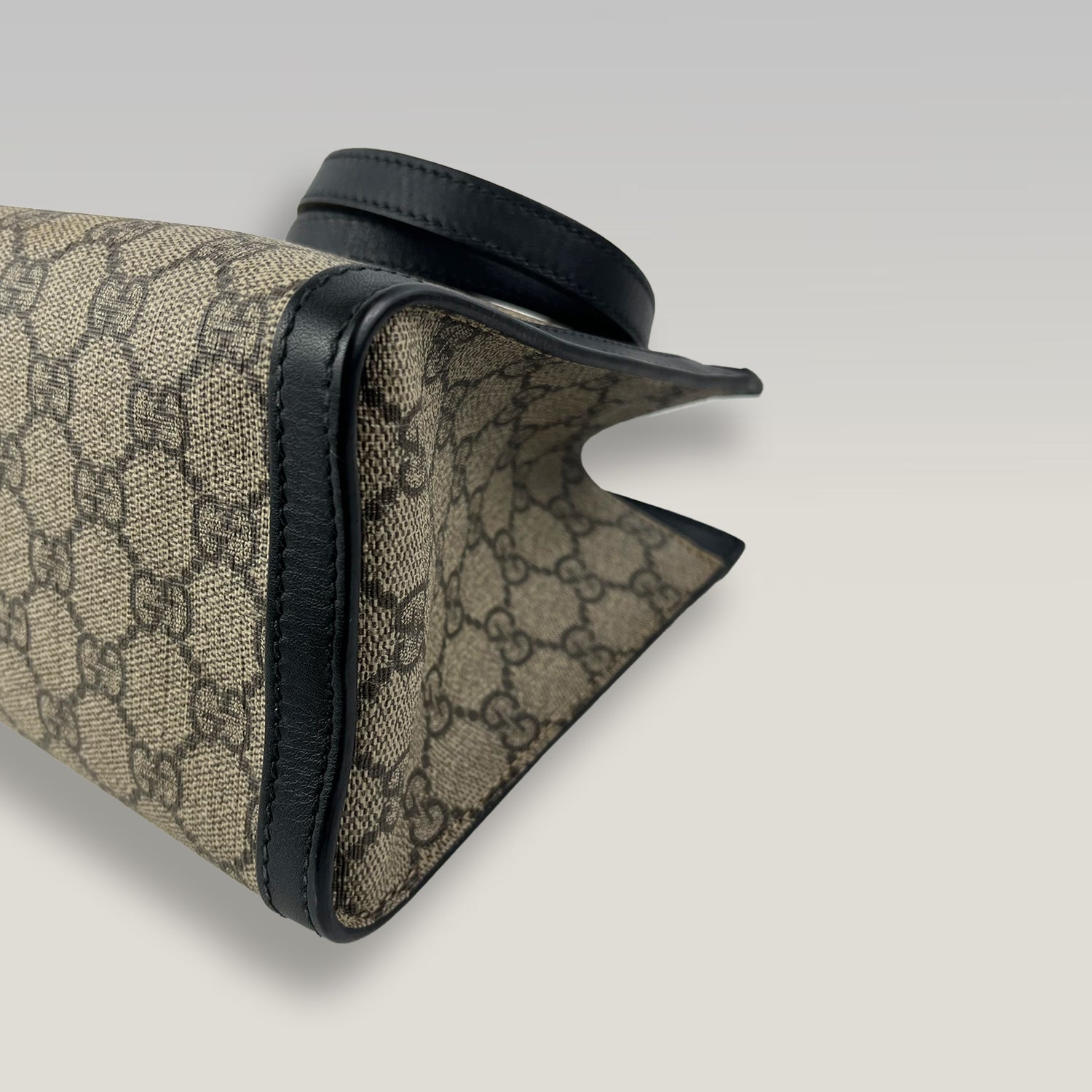 Gucci Padlock Small GG Supreme Canvas Shoulder Bag with Black Leather and Gold Hardware