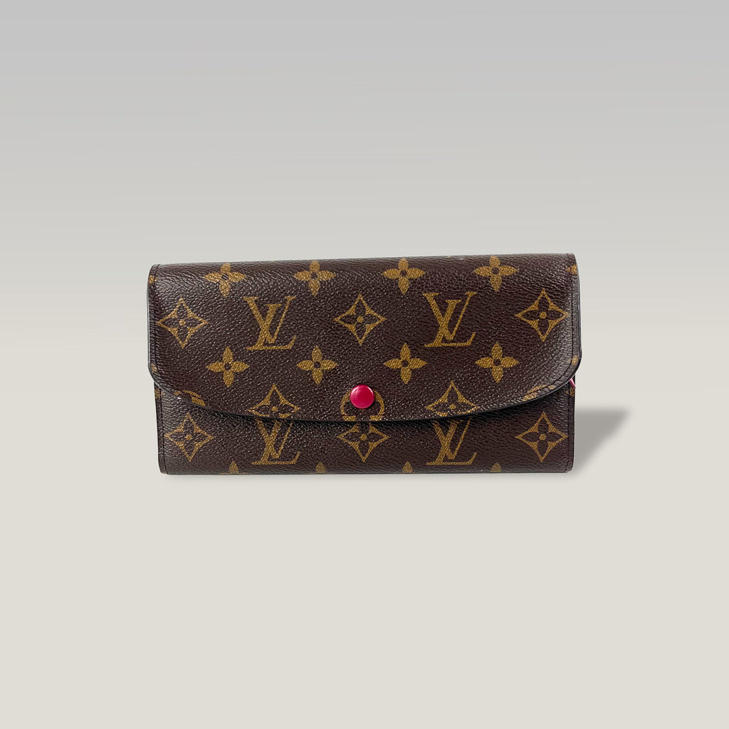 LOUIS VUITTON Portafoglio Emilie Monogram con Bottone Fucsia