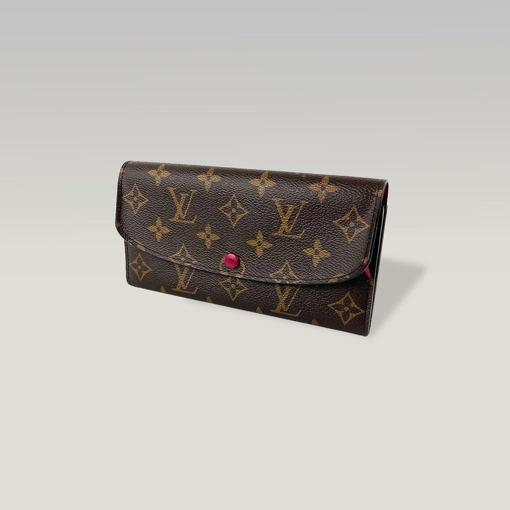 LOUIS VUITTON Portafoglio Emilie Monogram con Bottone Fucsia