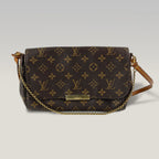 Louis Vuitton Favorite MM Monogram Canvas Shoulder Bag Marrone con Tracolla e Catena Oro 24 cm