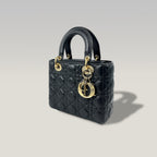Dior Lady Dior Small in Pelle Cannage Nera con Hardware Oro