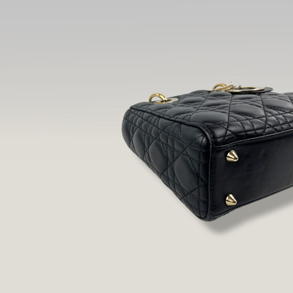 Dior Lady Dior Small in Pelle Cannage Nera con Hardware Oro
