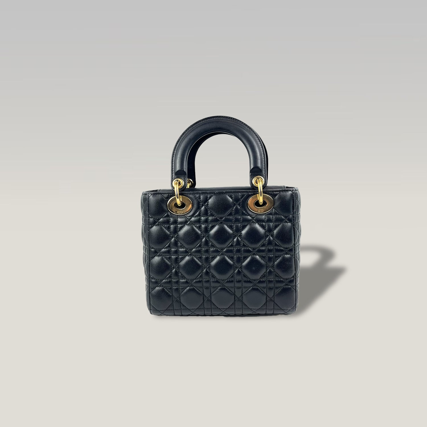Dior Lady Dior Small in Black Cannage Leather with Gold Hardware 