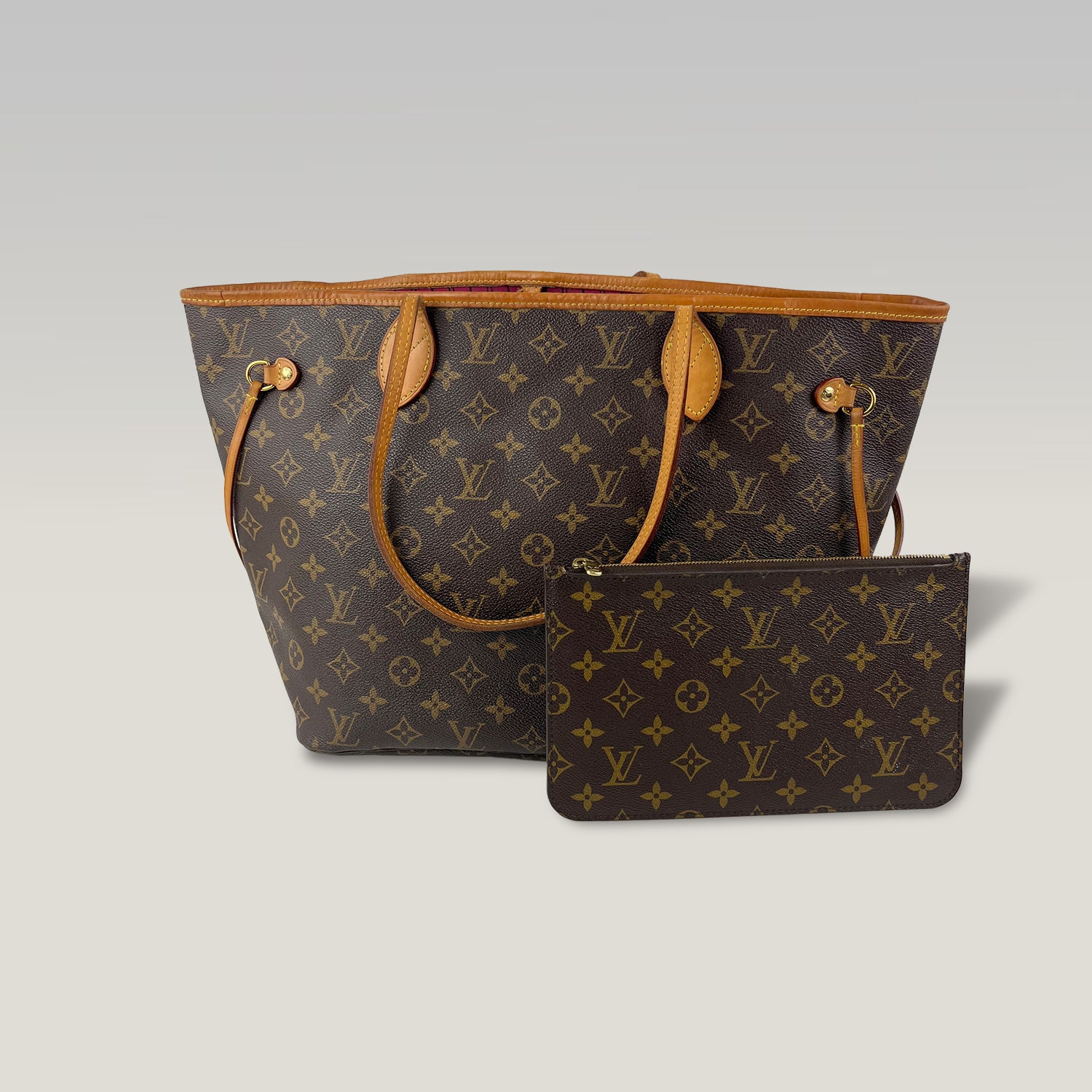 Louis Vuitton Neverfull MM Monogram in Tela Canvas Marrone con Interno Arancione