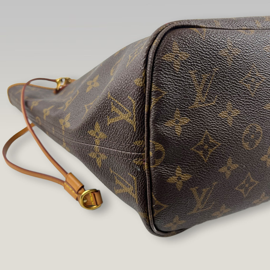 Louis Vuitton Neverfull MM Monogram in Tela Canvas Marrone con Interno Arancione