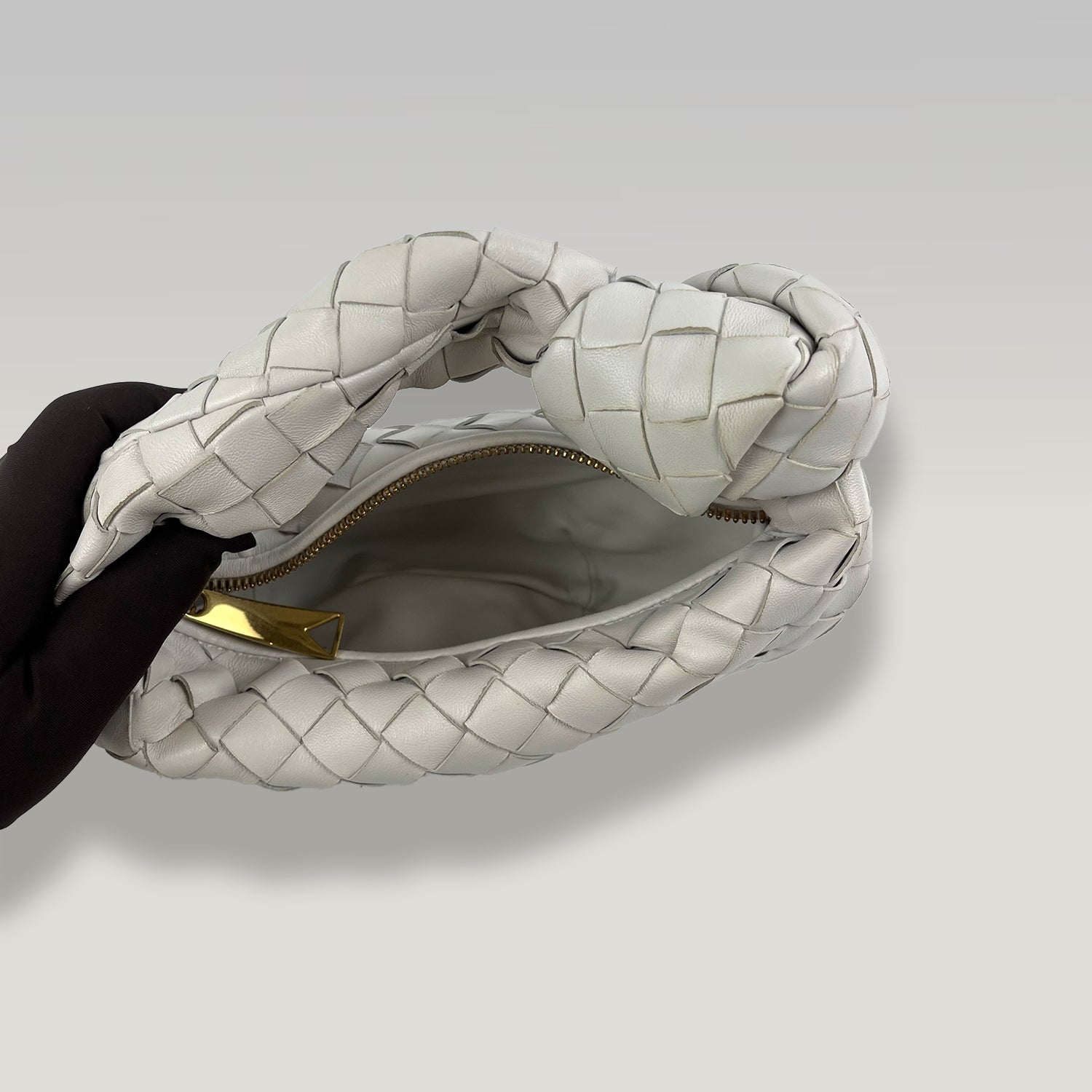 BOTTEGA VENETA Mini Jodie Intrecciato Pelle Bianca