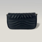 Louis Vuitton New Wave Pochette Black Quilted Leather Crossbody Bag with Gold LV Logo