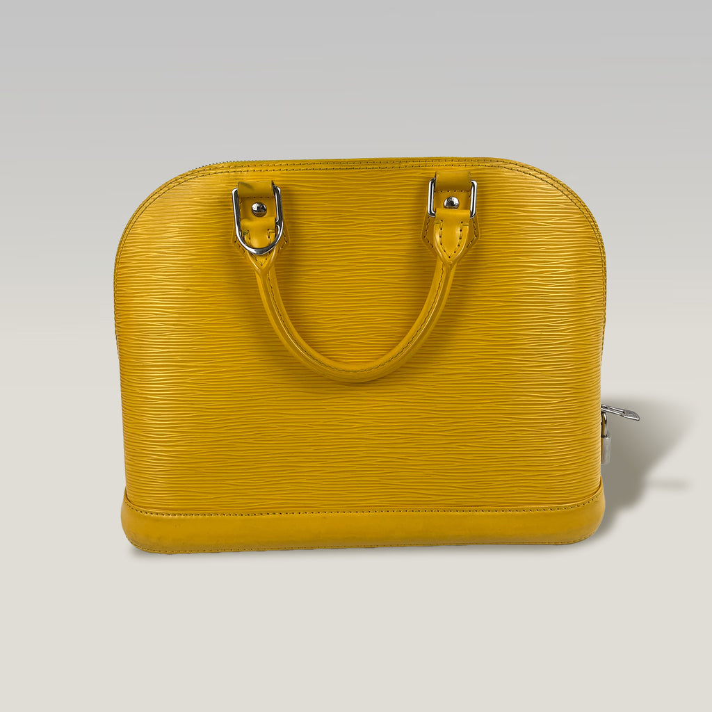 Louis Vuitton Alma PM Epi Leather Handbag Yellow Top Handle Bag