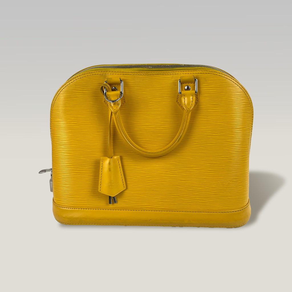 Louis Vuitton Alma PM Epi Leather Handbag Yellow Top Handle Bag