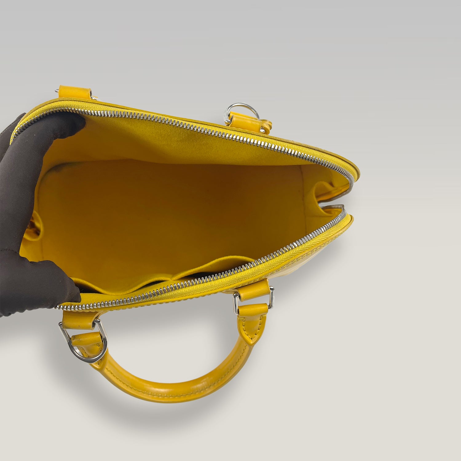Louis Vuitton Alma PM Epi Leather Handbag Yellow Top Handle Bag