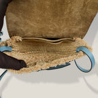 LOEWE Mini Gate in blue leather and natural raffia – Summer Edition 