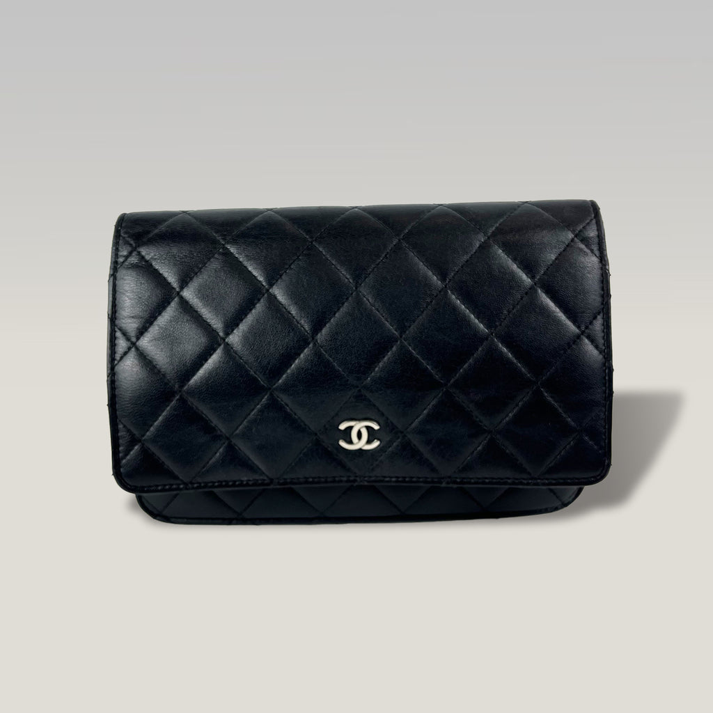 Chanel Timeless Wallet On Chain WOC Caviar Nero Quilted Leather Crossbody Bag con Catena Oro 19 cm