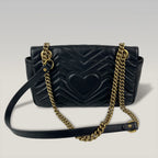 Gucci GG Marmont Medium Borsa a Tracolla in Pelle Nera Matelassé con Catena Dorata | Shoulder Bag Donna
