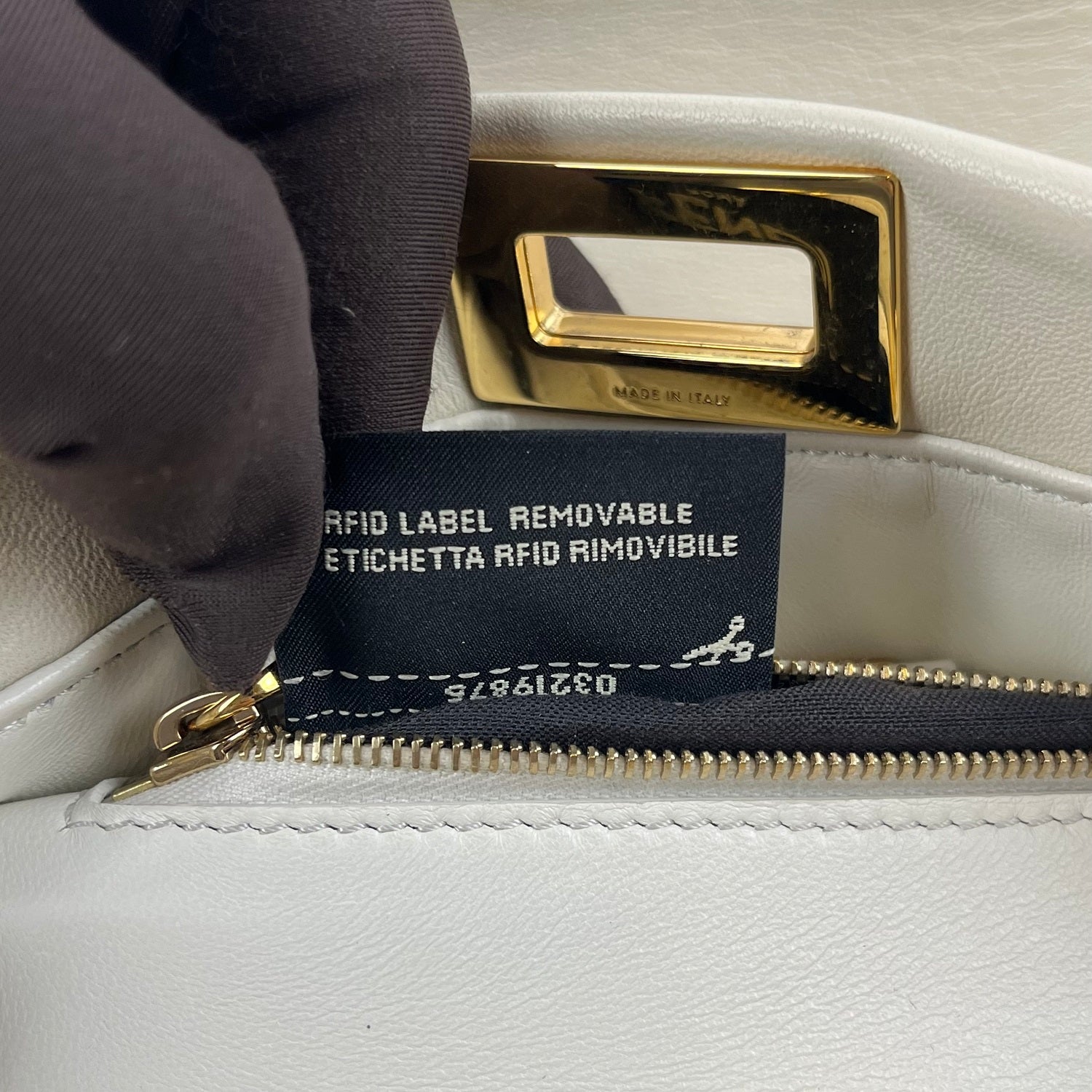 Fendi Peekaboo Mini White Leather Top Handle Bag with Floral Details