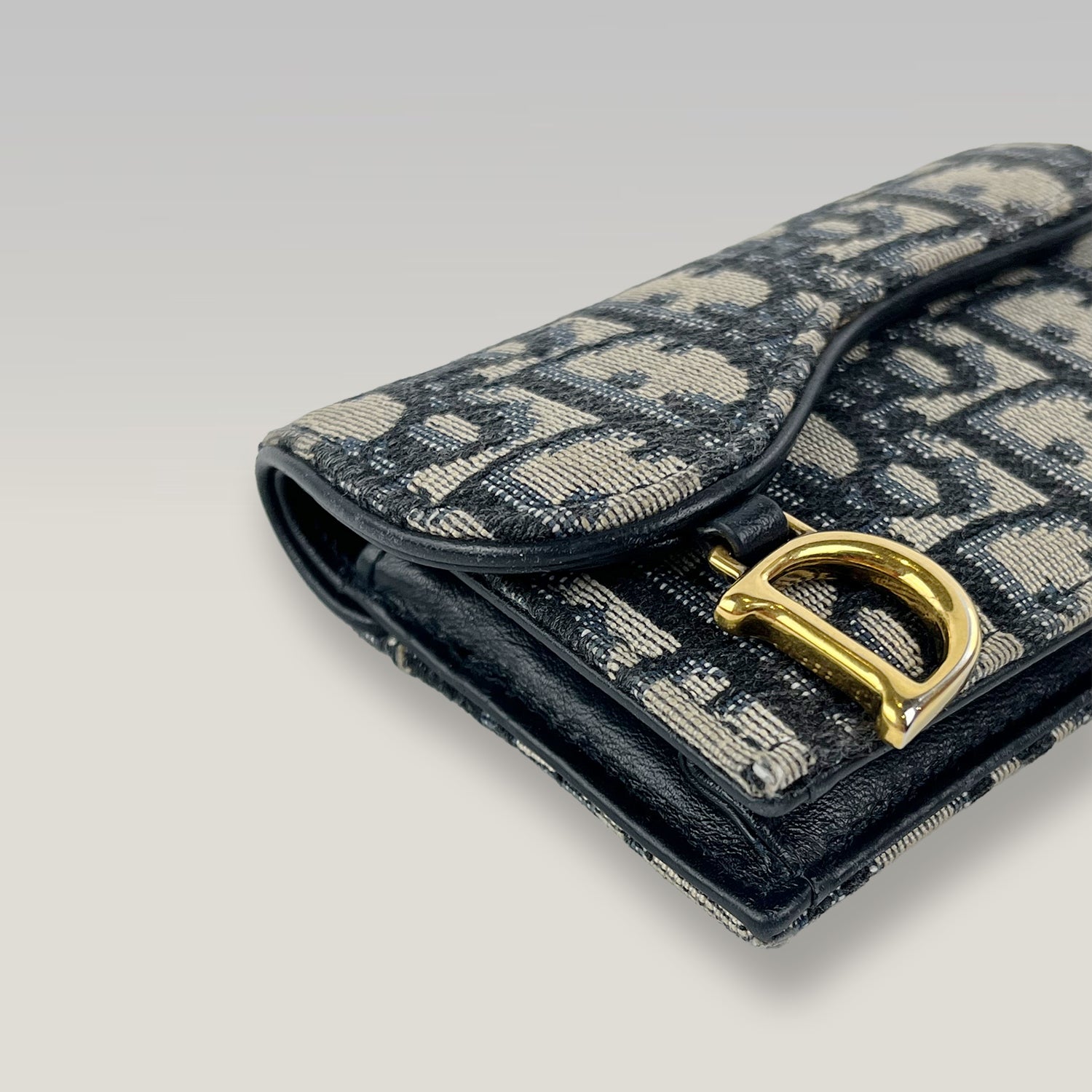 Porta carte DIOR Saddle Bloom in canvas Oblique e pelle