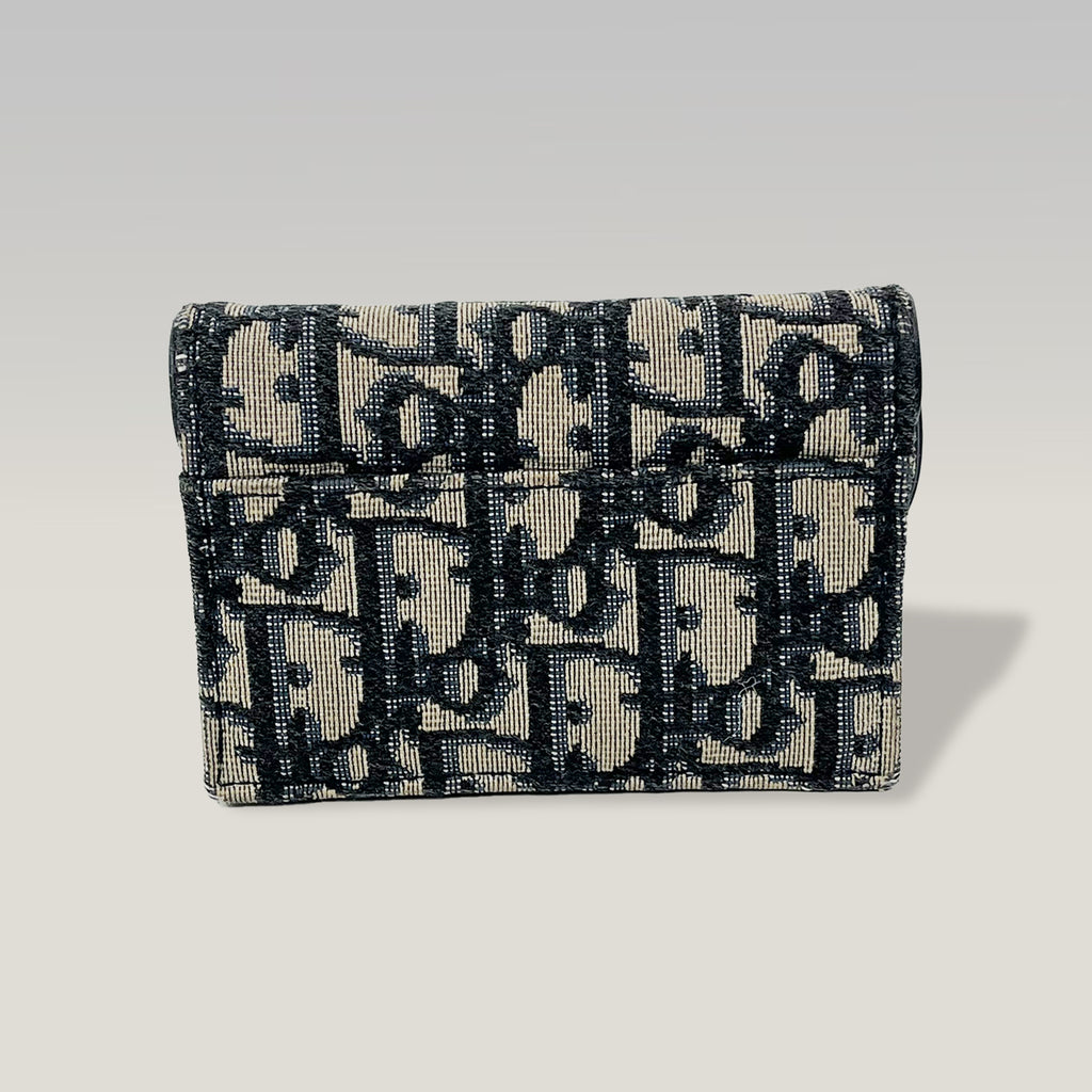 Porta carte DIOR Saddle Bloom in canvas Oblique e pelle