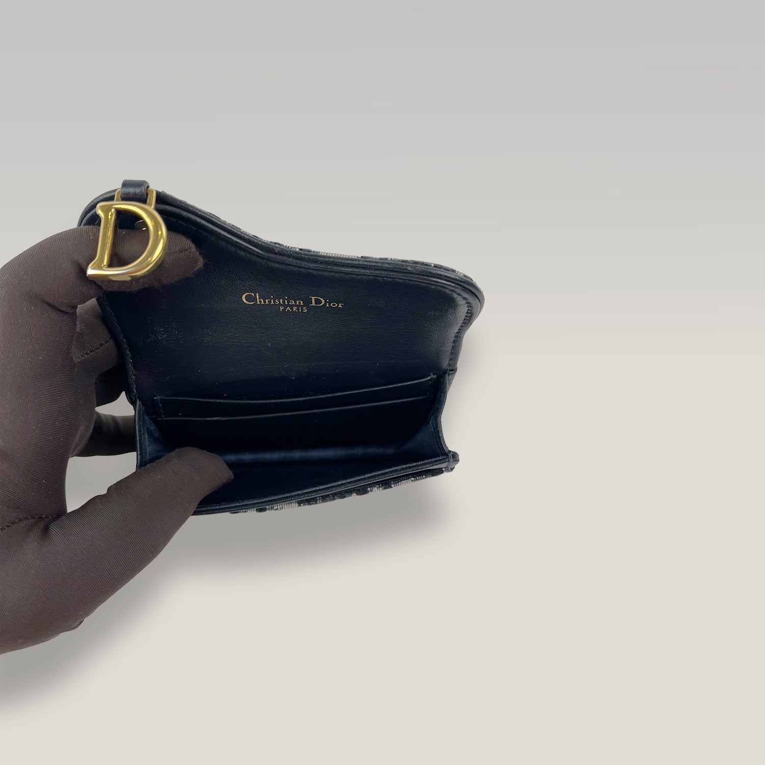 Porta carte DIOR Saddle Bloom in canvas Oblique e pelle