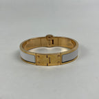 Hermès Charnière PM Bracciale Rigido in Smalto Bianco e Metallo Dorato