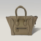 Celine Luggage Micro Tote Bag Grey Drummed Leather Top Handle Bag