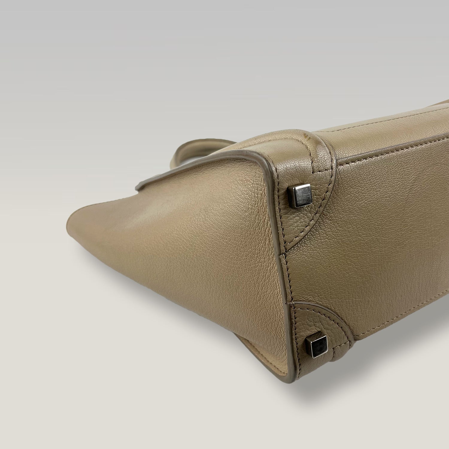 Celine Luggage Micro Tote Bag Grey Drummed Leather Top Handle Bag