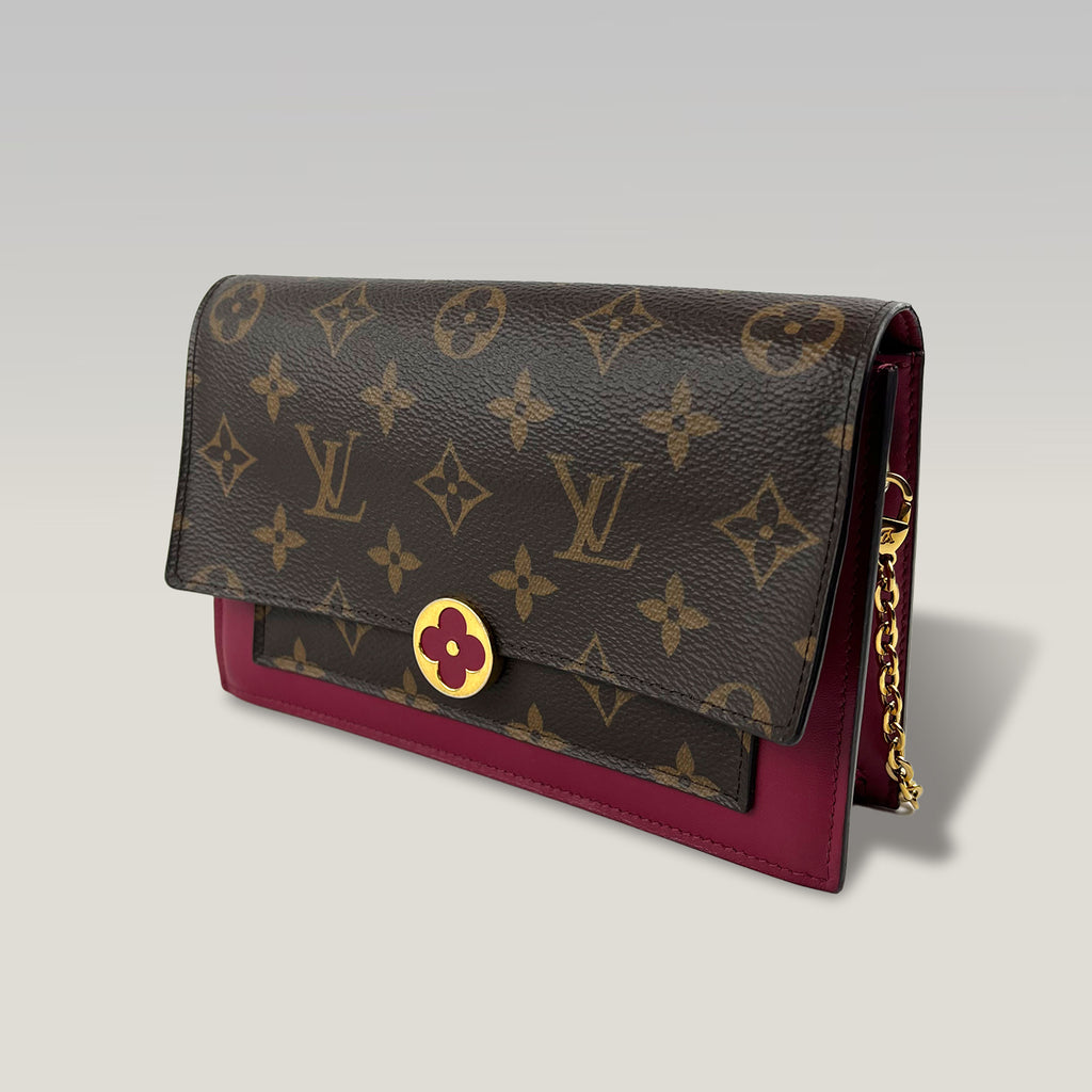 Louis Vuitton Flore Chain Wallet Monogram con Pelle Fucsia – Pochette a Tracolla Donna 20 cm