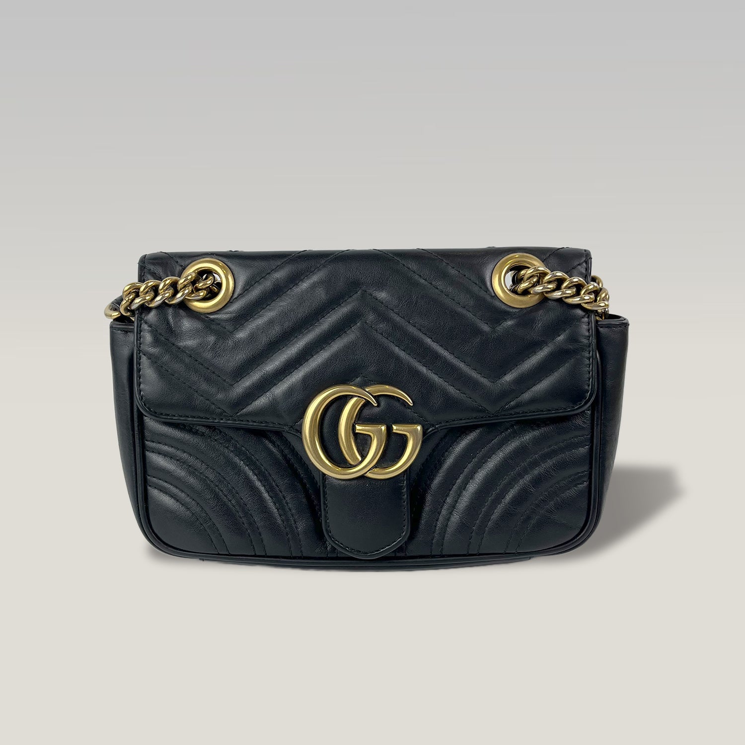 Gucci GG Marmont Black Leather Chain Shoulder Bag