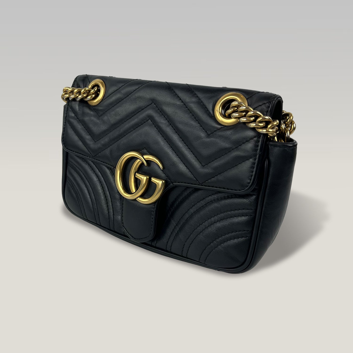 Gucci GG Marmont Black Leather Chain Shoulder Bag