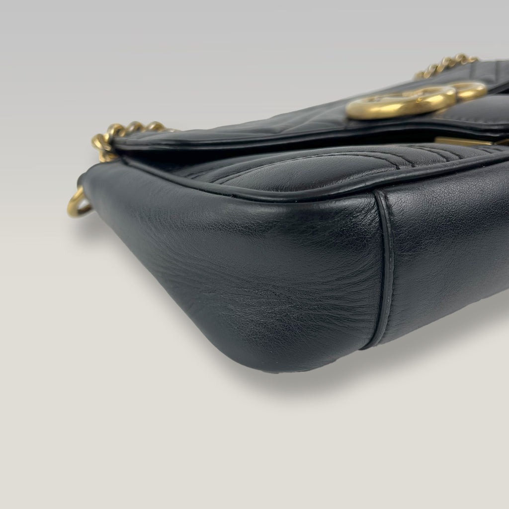 Gucci GG Marmont Black Leather Chain Shoulder Bag