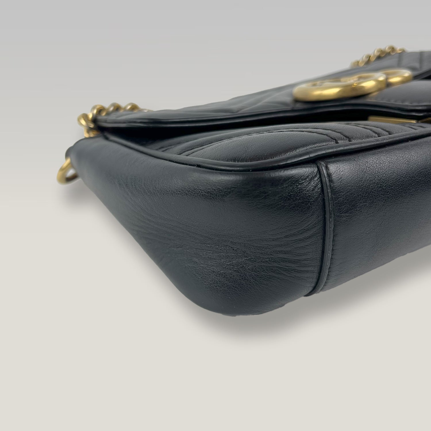 Gucci GG Marmont Black Leather Chain Shoulder Bag