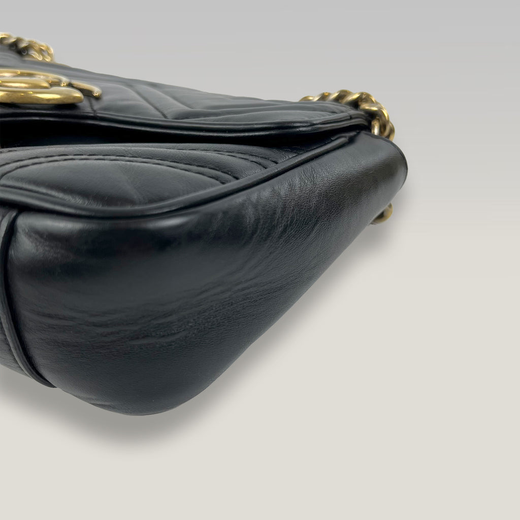 Gucci GG Marmont Black Leather Chain Shoulder Bag