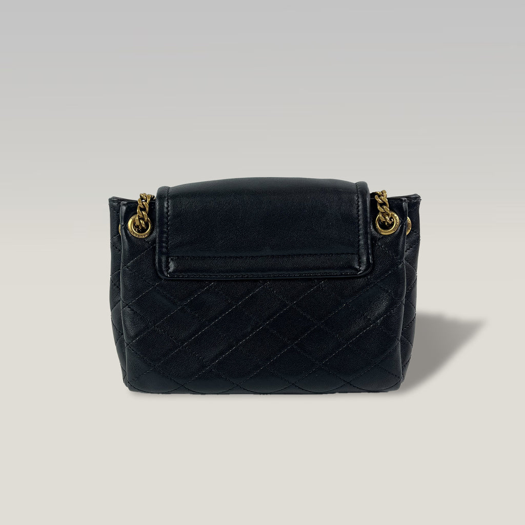 Saint Laurent Nolita Mini Quilted Leather Chain Shoulder Bag in Black with Gold Hardware