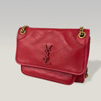Saint Laurent Niki Medium Bag Rossa in Pelle con Catena